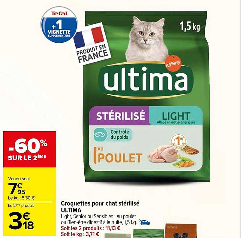 Croquettes pour chat stérilisé ULTIMA