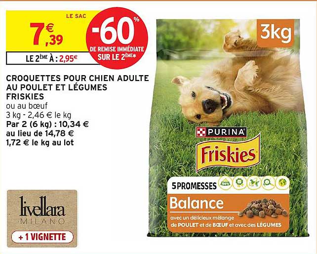 CROQUETTES POUR CHIEN ADULTE AU POULET ET LÉGUMES FRISKIES