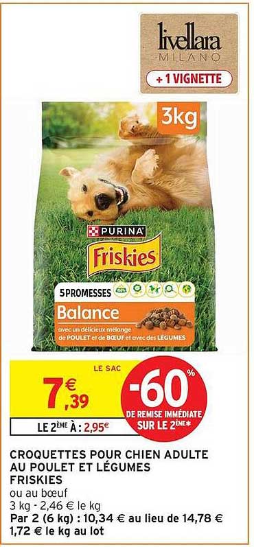 CROQUETTES POUR CHIEN ADULTE AU POULET ET LÉGUMES FRISKIES