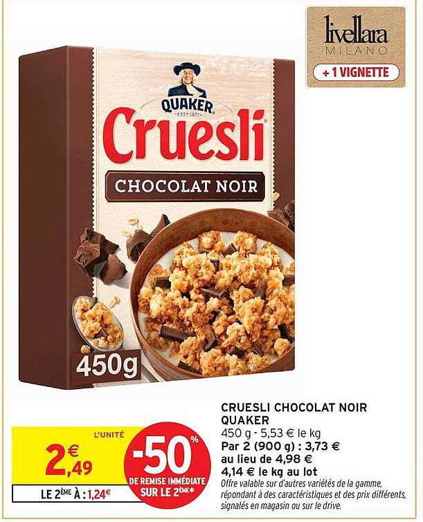 CRUESLI CHOCOLAT NOIR QUAKER