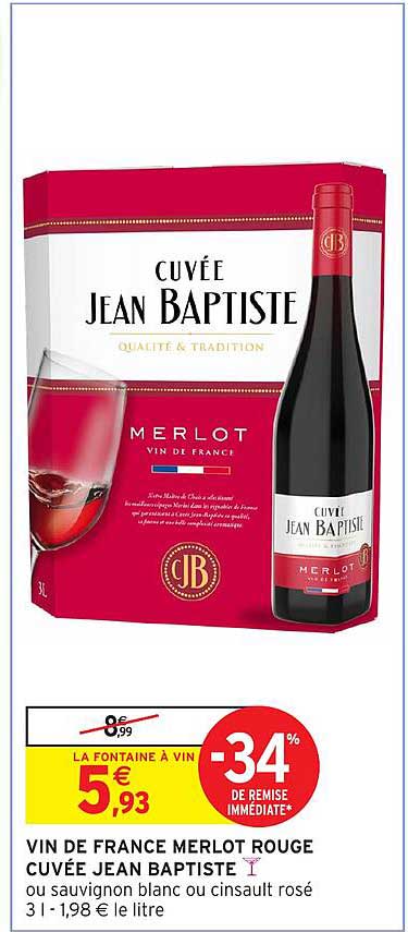 CUVÉE JEAN BAPTISTE VIN DE FRANCE MERLOT ROUGE