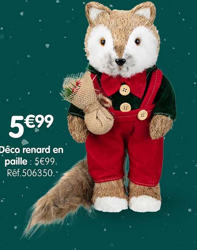 Déco renard en paille