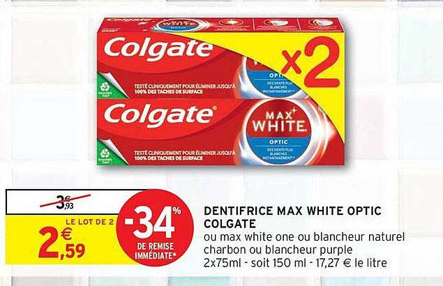 DENTIFRICE MAX WHITE OPTIC COLGATE