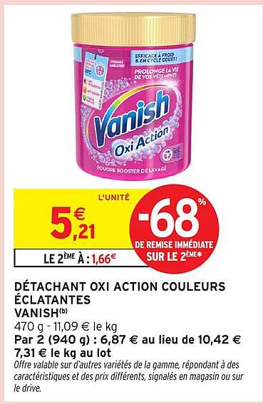 DÉTACHANT OXI ACTION COULEURS ÉCLATANTES VANISH