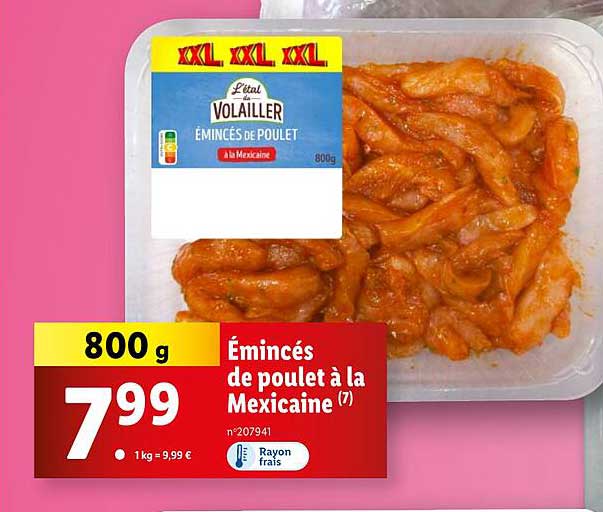 Émincés de poulet à la Mexicaine