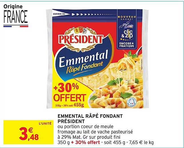 EMMENTAL RÂPÉ FONDANT PRÉSIDENT