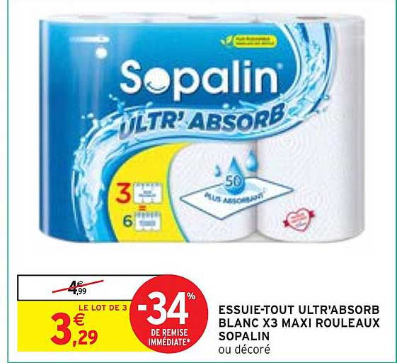 ESSUIE-TOUT ULTR'ABSORB BLANC X3 MAXI ROUEAUX SOPALIN