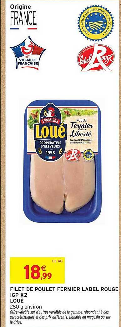 FILET DE POULET FERMIER LABEL ROUGE IGP X2 LOUÉ