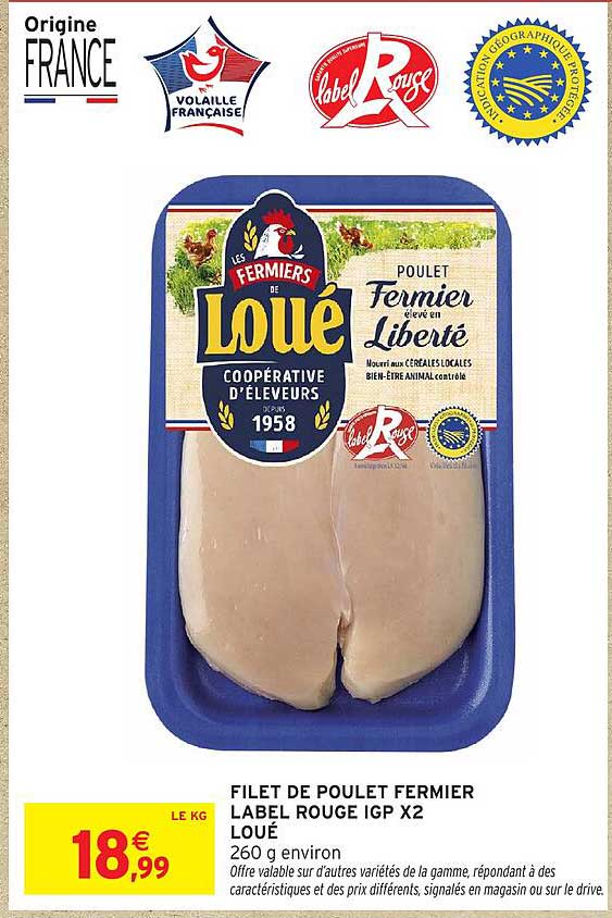 FILET DE POULET FERMIER LABEL ROUGE IGP X2 LOUE