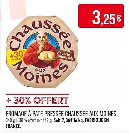 FROMAGE À PÂTE PRESSÉE CHAUSSÉE AUX MOINES