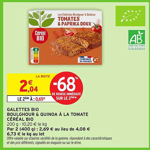 GALETTES BIO BOULEWORK & QUINOA À LA TOMATE CÉRÉAL BIO