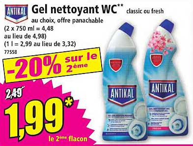 Gel nettoyant WC** classic ou fresh