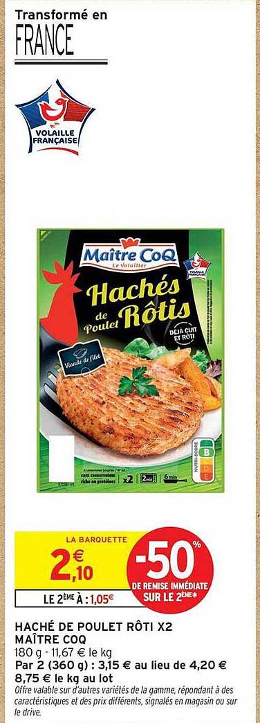 HACHÉS de Poulet Rôti X2 MAÎTRE COQ