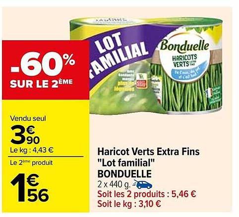 Haricot Verts Extra Fins "Lot familial" BONDUELLE