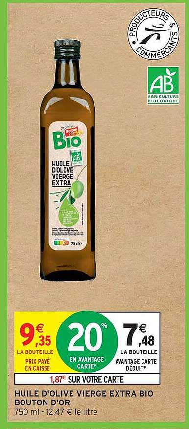 HUILE D'OLIVE VIERGE EXTRA BIO BOUTON D'OR