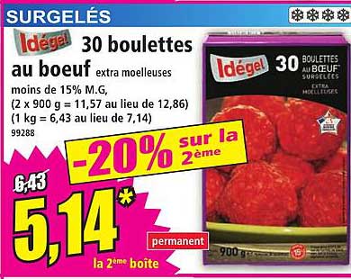 Idegel 30 boulettes au bœuf extra moelleuses