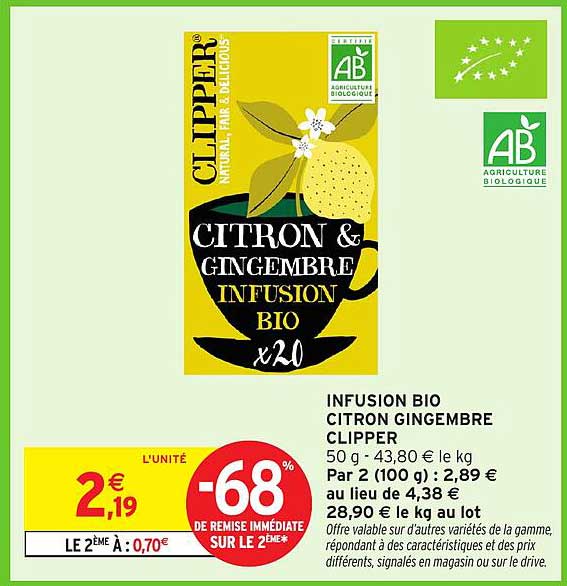 INFUSION BIO CITRON GINGEMBRE CLIPPER