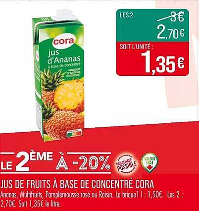 JUS DE FRUITS À BASE DE CONCENTRÉ CORA