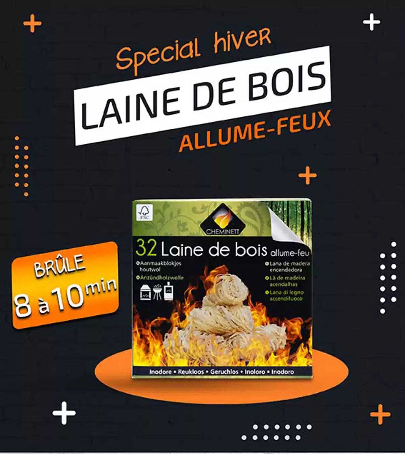 LAINE DE BOIS ALLUME-FEU