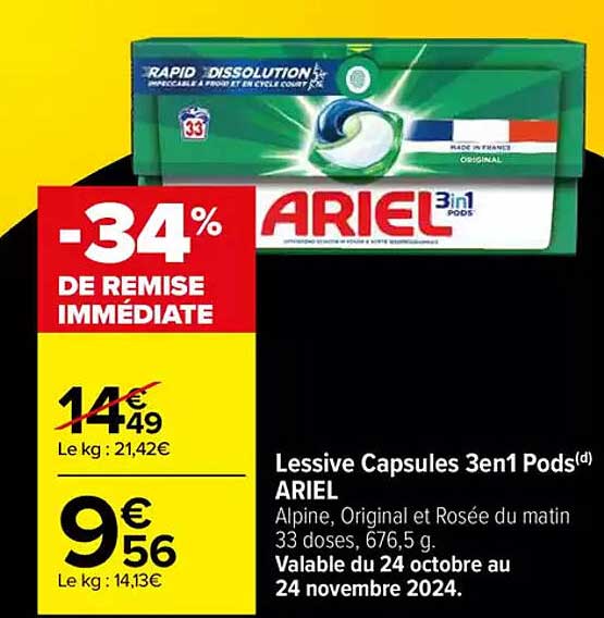 Lessive Capsules 3en1 Pods ARIEL