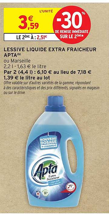 LESSIVE LIQUIDE EXTRA FRAICHEUR APTA®