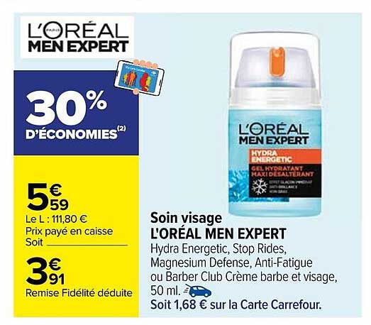 L'ORÉAL MEN EXPERT HYDRA ENERGETIC GEL HYDRATANT HAUT DÉSHYDRATANT