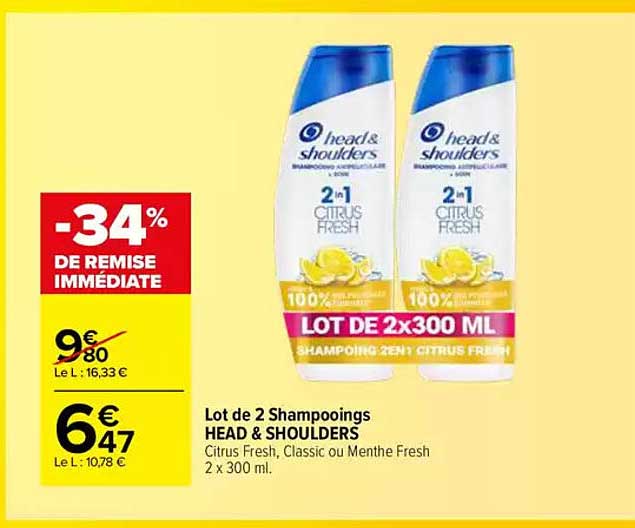 Lot de 2 Shampooings HEAD & SHOULDERS