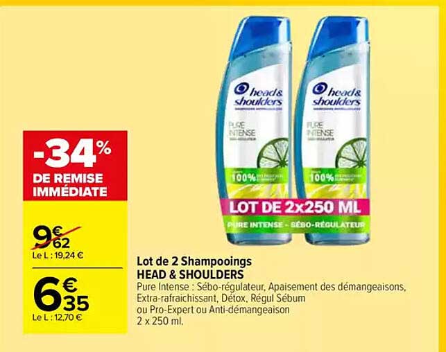 Lot de 2 Shampooings HEAD & SHOULDERS