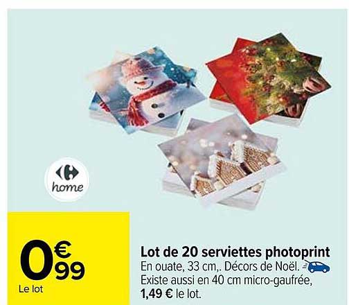 Lot de 20 serviettes photoprint