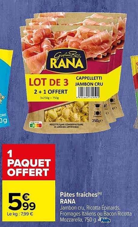 LOT DE 3 CAPPELLETTI JAMBON CRU