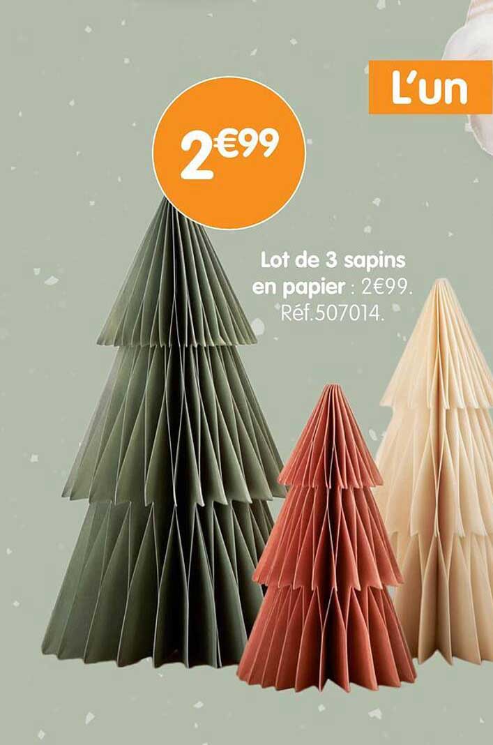 Lot de 3 sapins en papier