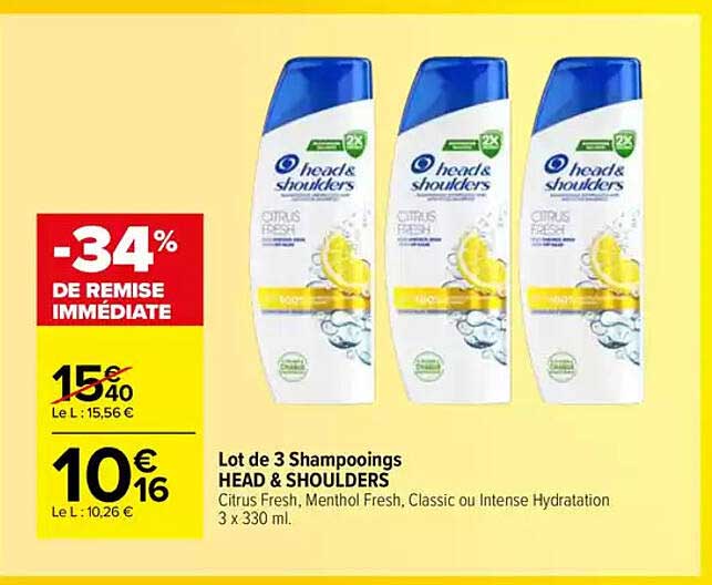 Lot de 3 Shampoings HEAD & SHOULDERS