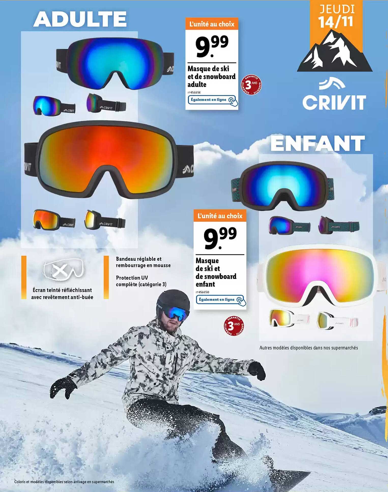 Masque de ski et de snowboard adulte  
Masque de ski et de snowboard enfant