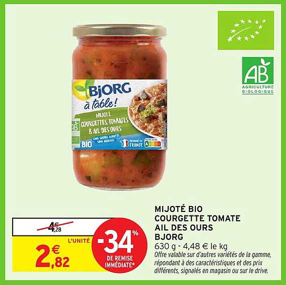 MIJOTÉ BIO COURGETTE TOMATE AIL DES OURS BJORG