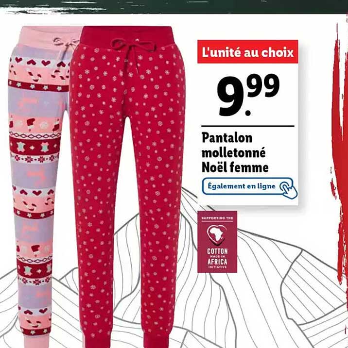 Pantalon molletonné Noël femme