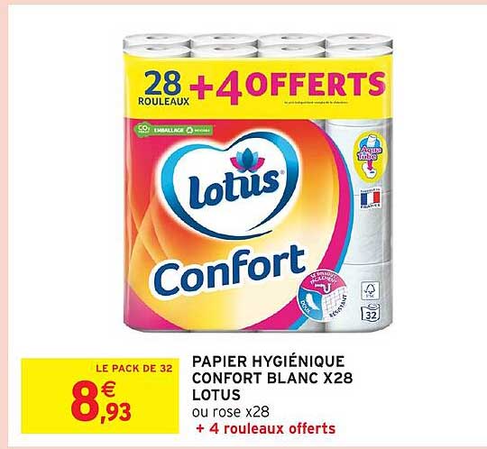 PAPIER HYGIÉNIQUE CONFORT BLANC X28 LOTUS