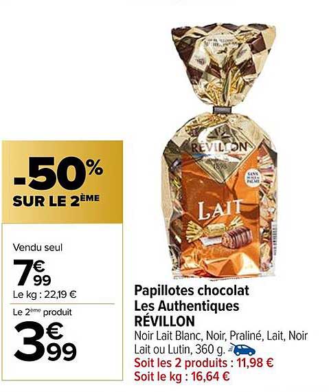 Papillotes chocolat Les Authentiques RÉVILLON