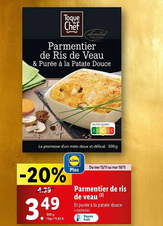 Parmentier de ris de veau & Purée à la Patate Douce