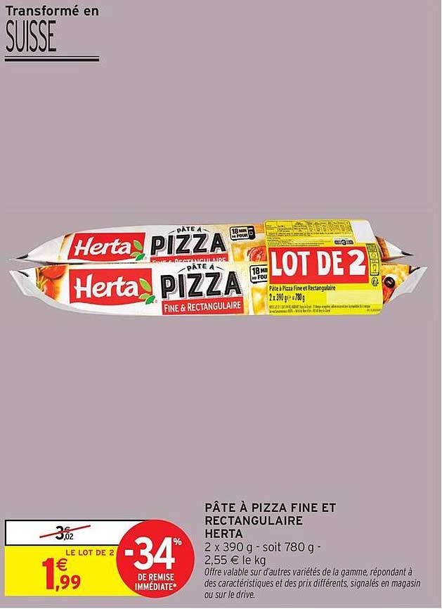 PÂTE À PIZZA FINE ET RECTANGULAIRE HERTA