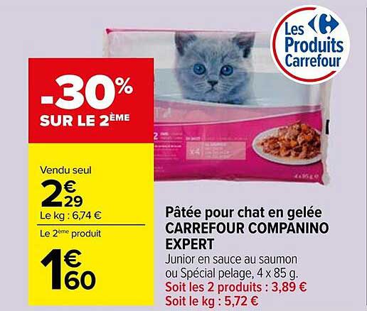 Pâtée pour chat en gelée CARREFOUR COMPANINO EXPERT