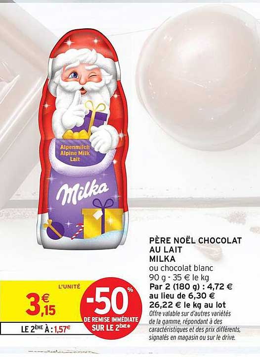 PÈRE NOËL CHOCOLAT AU LAIT MILKA