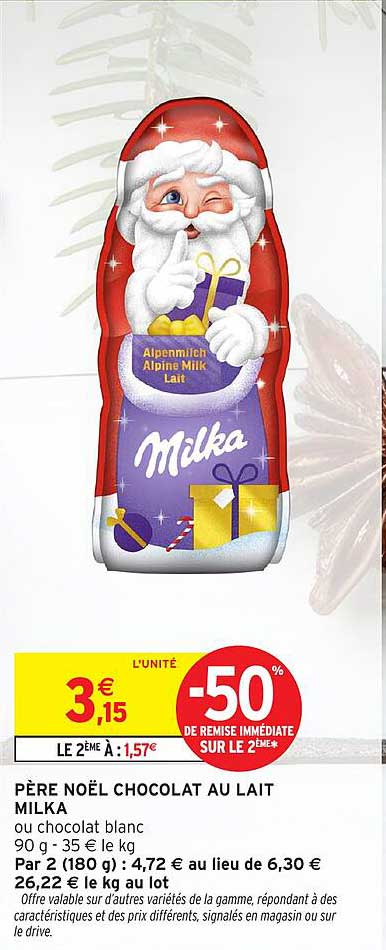 PÈRE NOËL CHOCOLAT AU LAIT MILKA