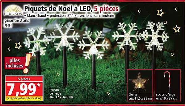 Piquets de Noël à LED, 5 pièces