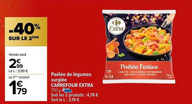 Poêlée de légumes surgelée CARREFOUR EXTRA