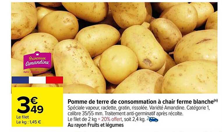 Pomme de terre de consommation à chair ferme blanche