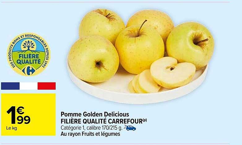 Pomme Golden Delicious FILIÈRE QUALITÉ CARREFOUR