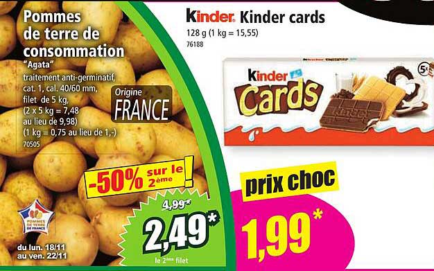 Pommes de terre de consommation "Agata"  
Kinder cards