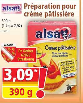 Préparation pour crème pâtissière