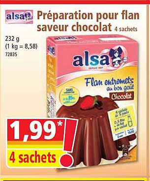 Préparation pour flan saveur chocolat 4 sachets