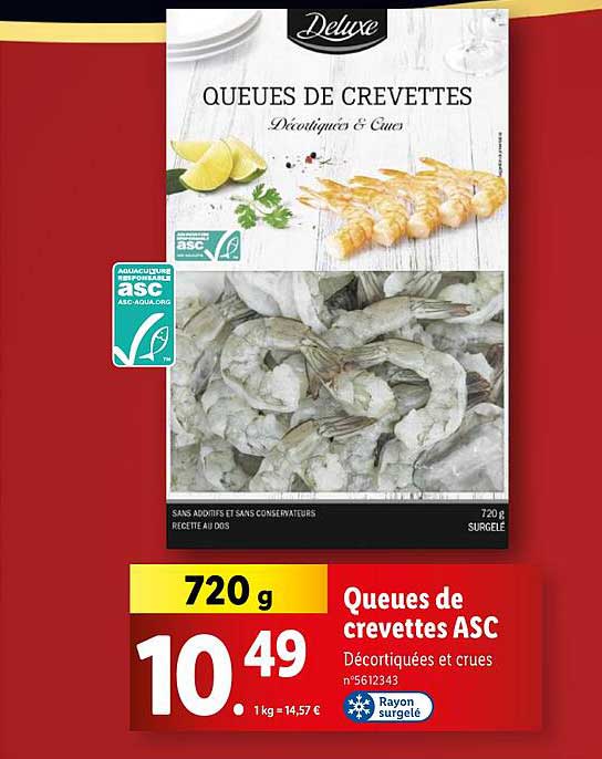 Queues de crevettes ASC